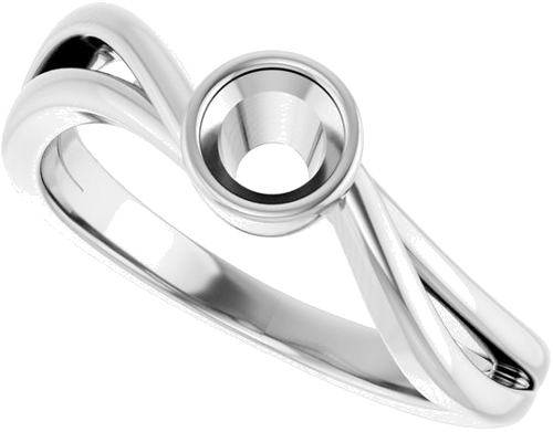 Sužadėtuvių Žiedas „Bezel-Set“ 14k white gold Round 4.4mm (5)