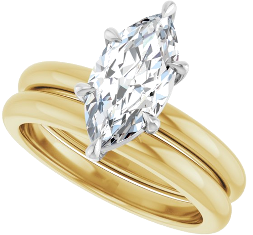 14K Yellow White 12x6 mm Marquise Solitaire Engagement Ring Mounting (10)