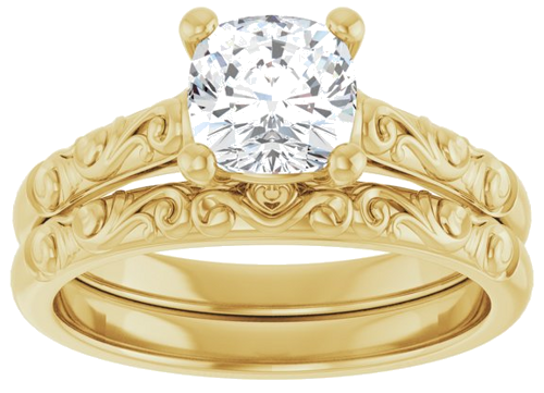 14K Yellow 6 mm Cushion Solitaire Engagement Ring Mounting (8)