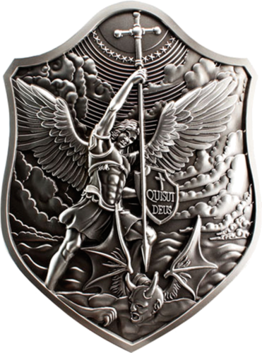 1 kg Arkangelo Mykolo sidabrinis .999 skydas 2022 Pietų Korėja (1)