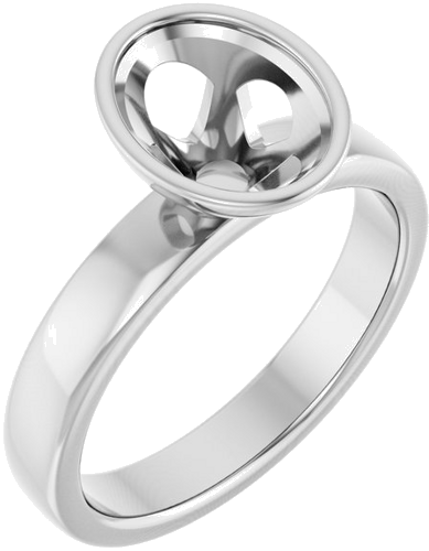 Sužadėtuvių Žiedas „Bezel-Set Solitaire“ 14k white gold Oval 9mm x 7mm (1)