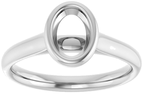 14K White  7x5 mm Oval Solitaire Engagement Ring Mounting (3)