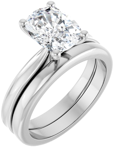 Sužadėtuvių Žiedas 14k white gold Elongated Cushion 9mm x 7mm (6)