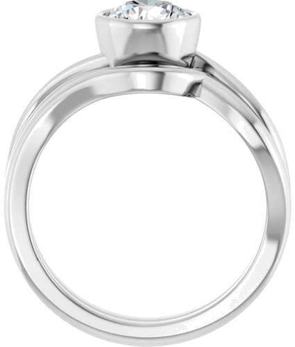 Sužadėtuvių Žiedas „Bezel-Set“ 14k white gold Round 6.5mm (7)