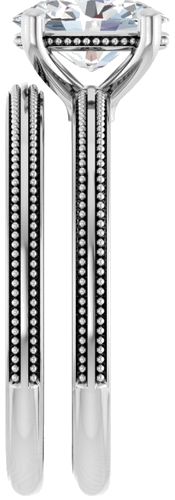 Sužadėtuvių Žiedas „Solitaire Milgrain“ 14k white gold Oval 8mm x 6mm (9)