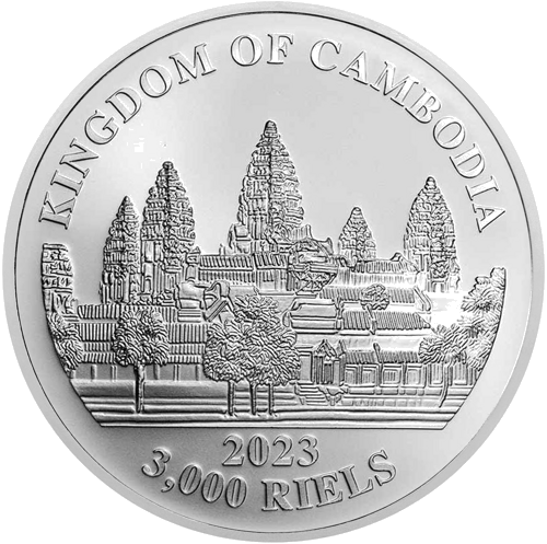 1 oz Дымчатый леопард 2023 Камбоджа 3000 риелей серебряная монета (2)