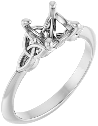 Sužadėtuvių Žiedas „Solitaire Celtic-Inspired“ 14k white gold Square 5.5mm (1)