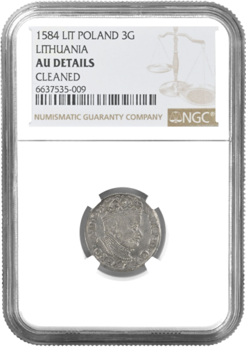 3 skaisti Lietuvas sidabru monēta AU DETAILS 1584 (sertificēta ar NGC) (1)