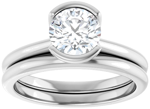 Sužadėtuvių Žiedas „Half-Bezel“ 14k white gold Round 6.5mm (8)