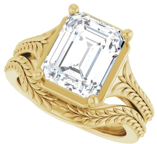 Sužadėtuvių Žiedas „Solitaire“ 14k yellow gold Emerald 10mm x 8mm (10)