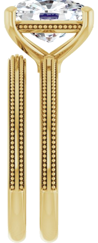Sužadėtuvių Žiedas „Solitaire Milgrain“ 14k yellow gold Elongated Cushion 10mm x 8mm (9)