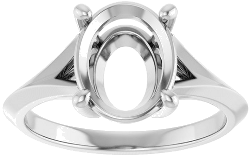 Sužadėtuvių Žiedas „Solitaire Split Shank“ 10k white gold Oval 10mm x 8mm (3)