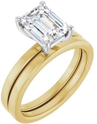 Sužadėtuvių Žiedas „Solitaire“ 14k yellow/white gold Emerald 8mm x 6mm (6)