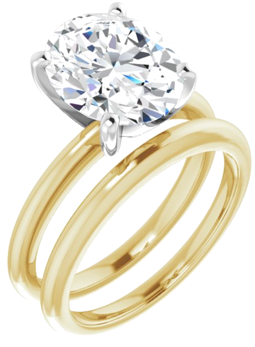Sužadėtuvių Žiedas 14k yellow gold & platinum Oval 11mm x 9mm (6)