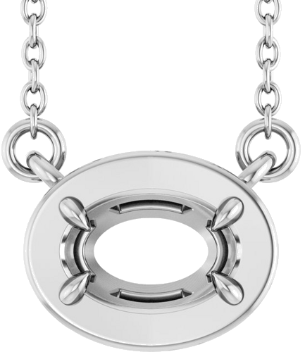 Pakabukas „Claw-Prong Solitaire Bezel-Style“ 14k white gold Oval 6mm x 4mm (1)