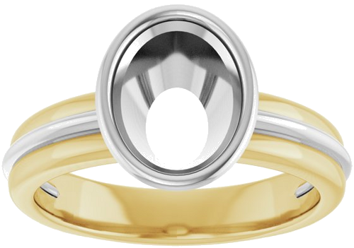 Sužadėtuvių Žiedas „Bezel-Set Solitaire“ 14k yellow/white gold Oval 9mm x 7mm (3)