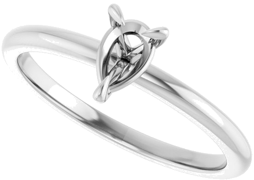 Sužadėtuvių Žiedas „Solitaire“ 14k white gold Pear 6mm x 4mm (5)