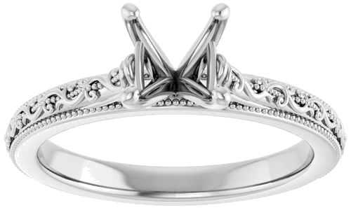 Sužadėtuvių Žiedas „Solitaire Sculptural“ 14k white gold Square 5mm (3)