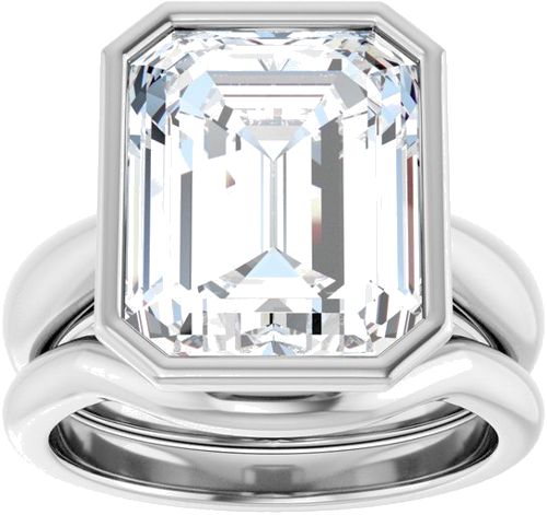 Sužadėtuvių Žiedas „Bezel-Set Solitaire“ 925 Sidabro Emerald 12mm x 10mm (8)