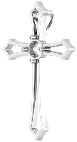 Pakabukas „Cross“ 585 Baltojo Aukso Round 4.1mm (2)