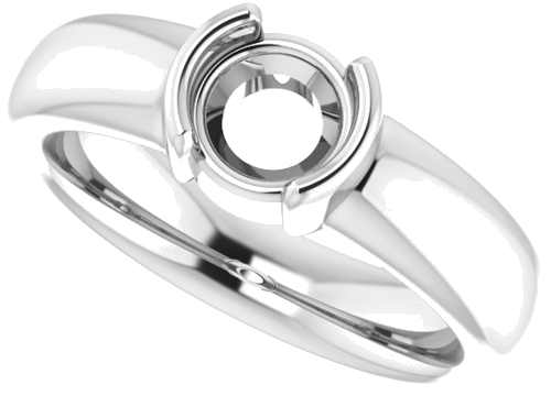 14K White 6 mm Round Half Bezel Solitaire Engagement Ring Mounting (5)