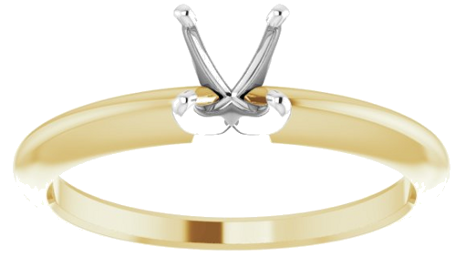 14K Yellow   White 5-5.3 mm Round 4-Prong Comfort-fit Solitaire Ring Mounting (3)