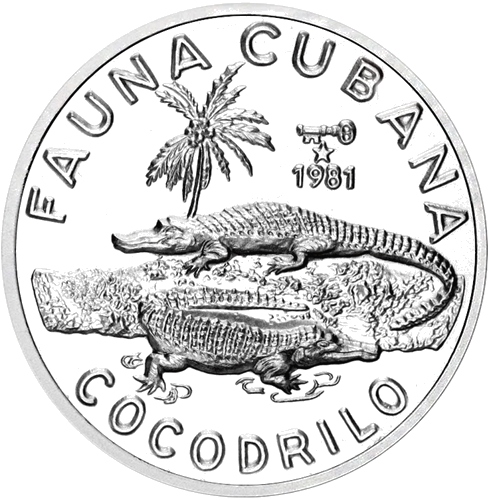 5 Pesos Crocodile 1981 Cuba Silver Coin (1)