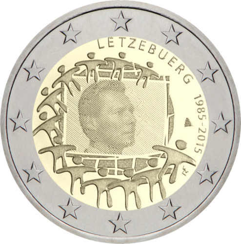 2015 Luksemburgas Eiropas karoga 2 eiro monēta (1)