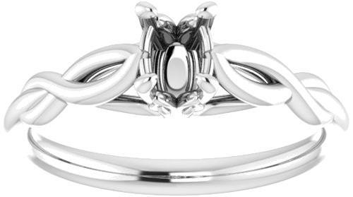 Sužadėtuvių Žiedas „Solitaire Sculptural“ 14k white gold Oval 6mm x 4mm (3)