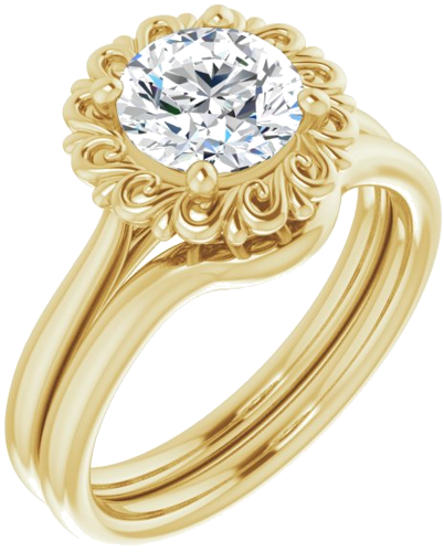 Sužadėtuvių Žiedas „Solitaire“ 10k yellow gold Round 7mm (6)
