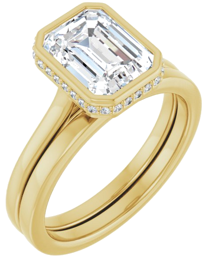 Sužadėtuvių Žiedas „Hidden Halo-Style“ 14k yellow gold Emerald 9mm x 7mm (6)