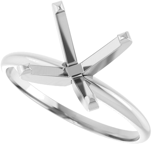 14K White 7 x 7 mm Square Ultra-Lightweight Solitaire Engagement Ring Mounting (5)