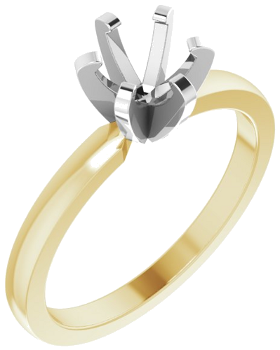 14K Yellow White 5.7-6 mm Round Solitaire Engagement Ring Mounting (1)