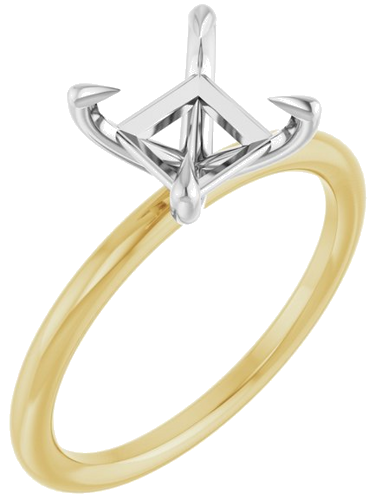 Sužadėtuvių Žiedas „Claw-Prong Solitaire“ 14k yellow/white gold Square 6mm (1)