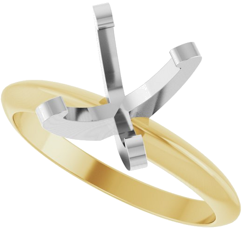 14K Yellow White 9 x 7 mm Oval Solitaire Engagement Ring Mounting (5)