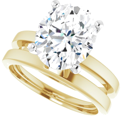 14K Yellow White 11x9 mm Oval Solitaire Engagement Ring Mounting (10)