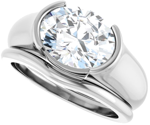 Sužadėtuvių Žiedas „Half Bezel Solitaire“ 14k white gold Oval 10mm x 8mm (10)
