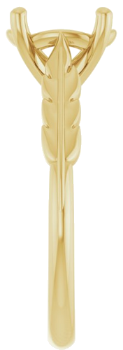 Sužadėtuvių Žiedas „Solitaire Leaf“ 14k yellow gold Oval 9mm x 7mm (4)