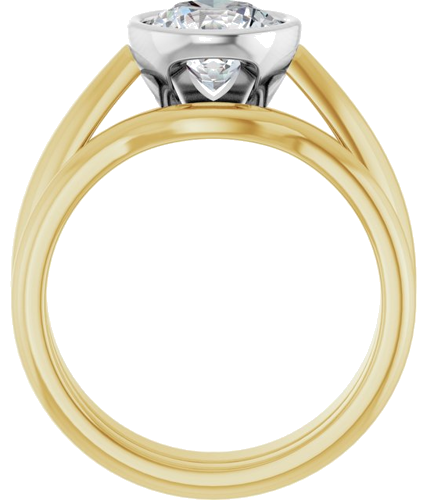 Sužadėtuvių Žiedas „Bezel-Set Solitaire“ 14k yellow/white gold Round 7.4mm (7)