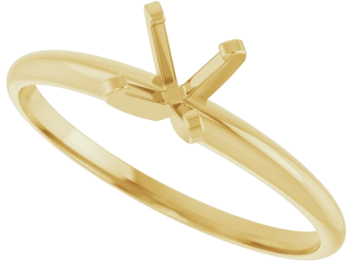 14K Yellow 5.2 mm Round Ultra-Lightweight Solitaire Engagement Ring Mounting (5)