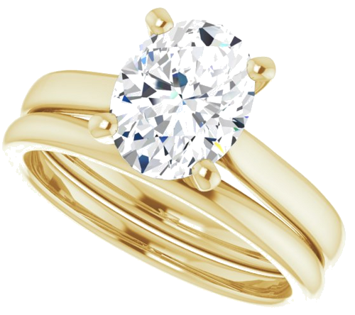 Sužadėtuvių Žiedas „Solitaire“ 750 Geltonojo Aukso Oval 9mm x 7mm (10)