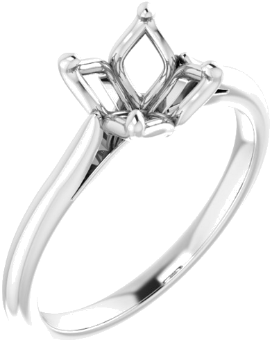 14K White  7.4 mm Round Solitaire Engagement Ring Mounting (1)