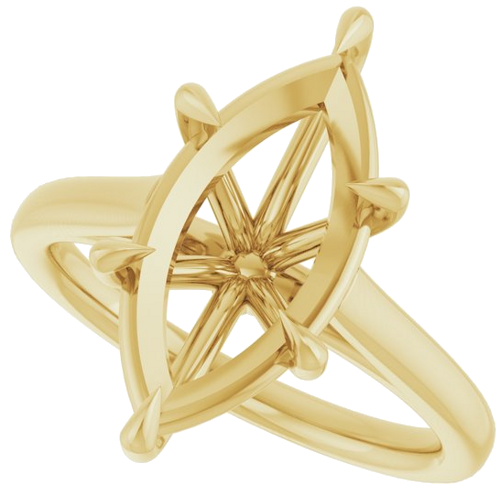Sužadėtuvių Žiedas „Claw-Pong“ 14k yellow gold Marquise 16mm x 8mm (5)