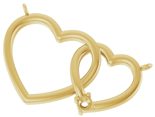 Pakabukas „Family Interlocking Heart“ 585 Geltonojo Aukso Round 2mm (4)