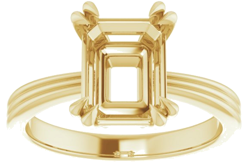 14K Yellow 9x7 mm Emerald Solitaire Engagement Ring Mounting (3)