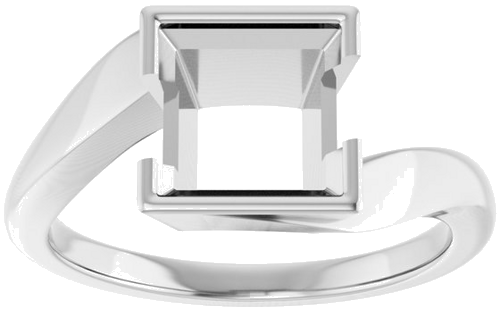 Sužadėtuvių Žiedas „Half-Bezel Solitaire“ 14k white gold Square 7mm (3)