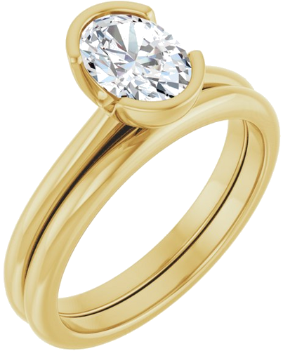 Sužadėtuvių Žiedas „Half-Bezel“ 14k yellow gold Oval 7.5mm x 5.5mm (6)