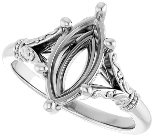 Sužadėtuvių Žiedas „Sculptural“ 14k white gold Marquise 12mm x 6mm (5)