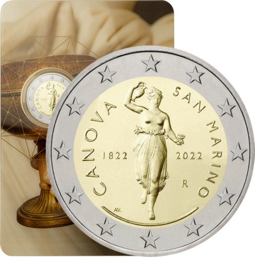 2022 San Marino Antonio Canova €2 BU coin on card (1)