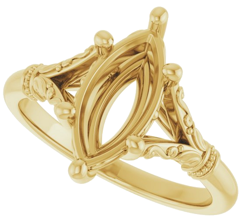 Sužadėtuvių Žiedas „Sculptural“ 10k yellow gold Marquise 12mm x 6mm (5)